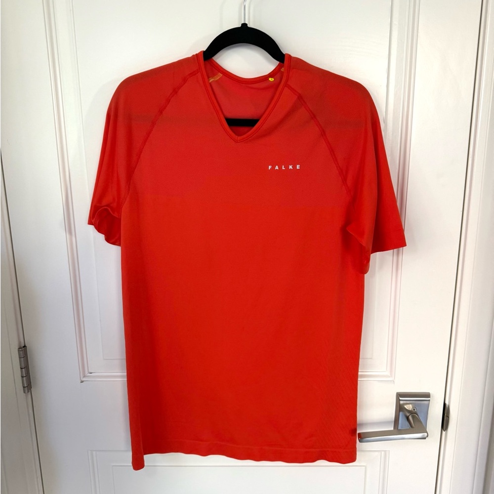 Falke Men's Athletic Running Shirt Bright Orange - No Size Tag- Short Sleeve